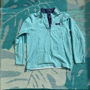 L.L.Bean Soft Cotton Rugby Beach Glass Heather Pullover Shirt Green Women Sz